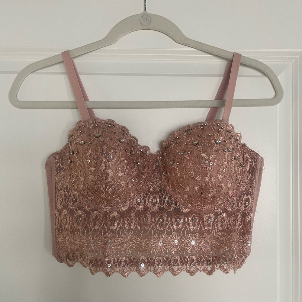 Pink Lace Bustier Top